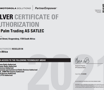 Year 2021, Motorola Silver Certificate of Authorization