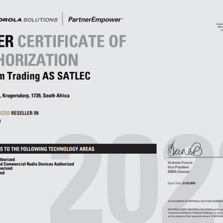 2023 Motorola Certificate of Authorization