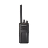 Kenwood NX3220e portable two-way radio with black body and antenna, showing buttons and display screen.